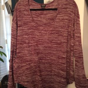 LADIES TORRID PLUS SZ 1 MAROON LONG SLEEVE TOP